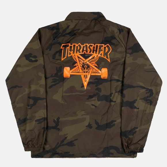 Thrasher Magazine Men’s Skategoat Camouflage Coach Jacket Green Camo Size Large - Picture 9 of 14